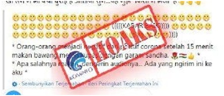 Makan Bawang Mentah dan Garam Bisa Ubah Positif Covid-19 Menjadi Negatif