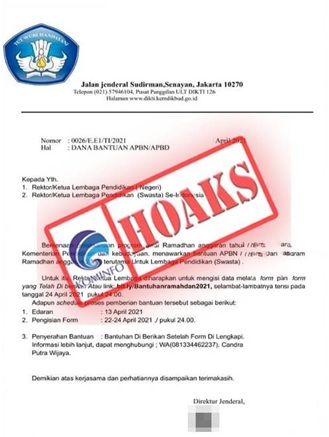 Surat Tawaran Dana Bantuan APBN/APBD Mengatasnamakan Ditjen Dikti Kemendikbud