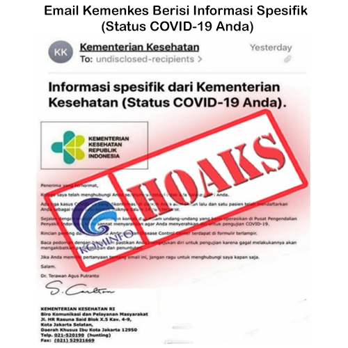 Email Kemenkes Berisi Informasi Spesifik (Status COVID-19 Anda)