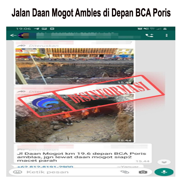 Jalan Daan Mogot Ambles di Depan BCA Poris