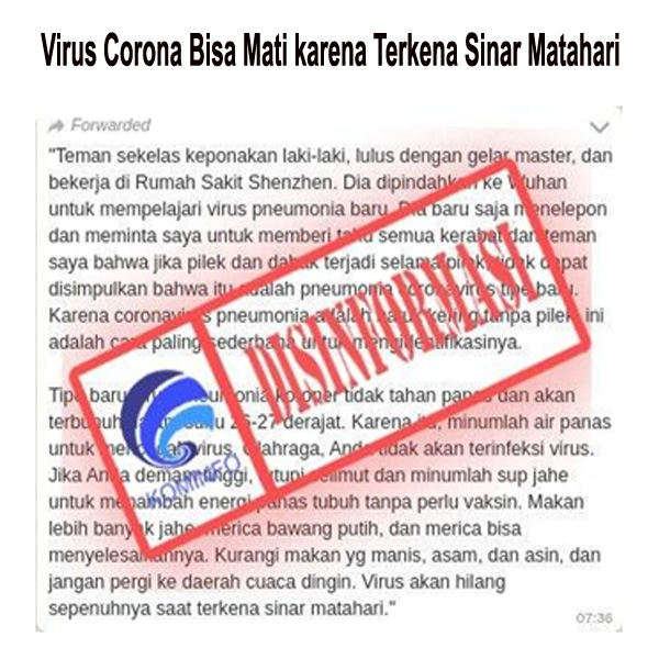 Virus Corona bisa Mati karena Terkena Sinar Matahari