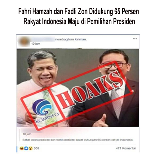 Fahri Hamzah dan Fadli Zon Didukung 65 Persen Rakyat Indonesia Maju di Pemilihan Presiden