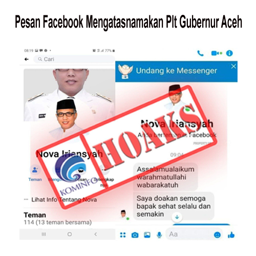 Pesan Facebook Mengatasnamakan Plt Gubernur Aceh