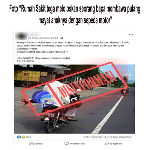 Foto “Rumah Sakit tega meloloskan seorang bapa membawa pulang mayat anaknya dengan sepeda motor”