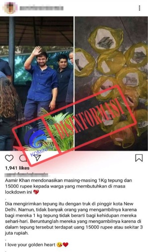 Aamir Khan Mendonasikan 1 kg Tepung dan 15000 Rupee Kepada Warga yang Membutuhkan di Masa Lockdown