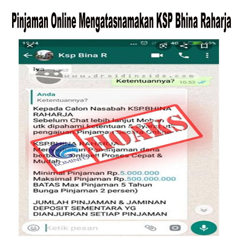 Pinjaman Online Mengatasnamakan KSP Bhina Raharja