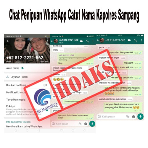 Chat Penipuan WhatsApp Catut Nama Kapolres Sampang