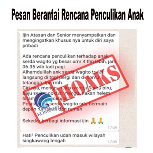 Pesan Berantai Rencana Penculikan Anak