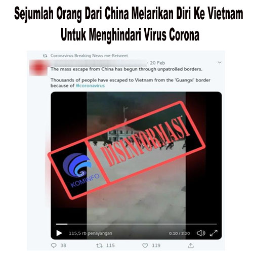 Sejumlah Orang Dari China Melarikan Diri Ke Vietnam Untuk Menghindari Virus Corona