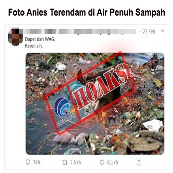 Foto Anies Terendam di Air Penuh Sampah