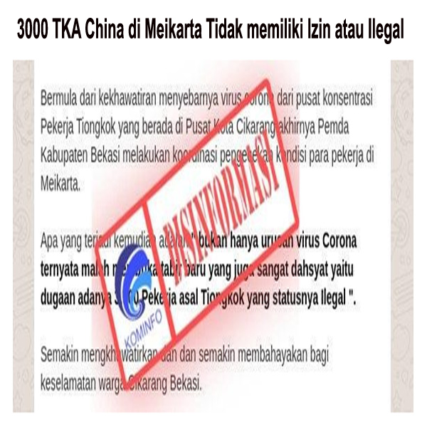 3000 TKA China di Meikarta Tidak memiliki Izin atau Ilegal