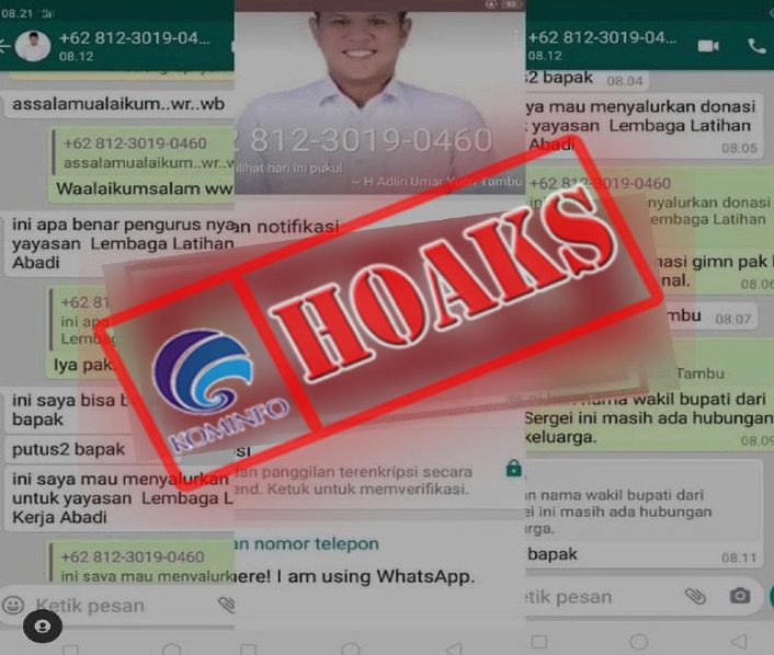 Nomor WhatsApp Mengatasnamakan Wakil Bupati Serdang Bedagai