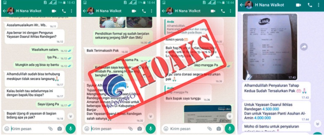 Pesan WhatsApp Mengatasnamakan Wakil Wali Kota Banjar Nana Suryana