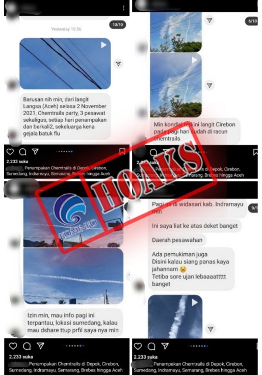 Penampakan Chemtrails di Depok, Cirebon, Sumedang, Indramayu, Semarang, Brebes hingga Aceh