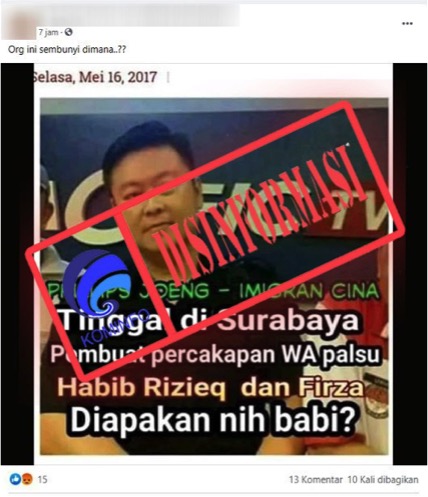 Imigran Cina Pembuat Percakapan Palsu Habieb Rizieq