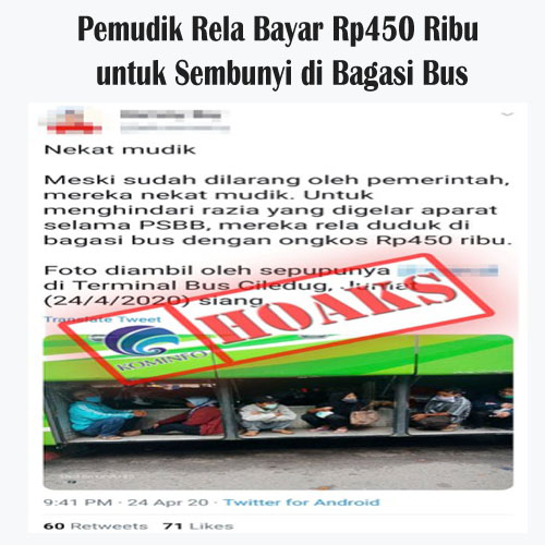 Pemudik Rela Bayar Rp450 Ribu untuk Sembunyi di Bagasi Bus