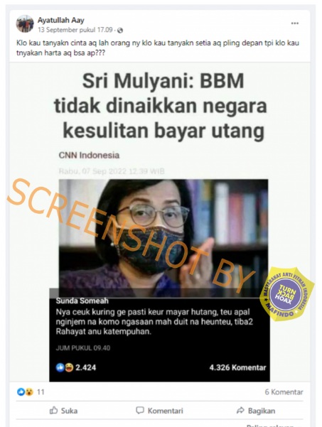 “Sri Mulyani: BBM Tidak Dinaikkan Negara Kesulitan Bayar Utang”