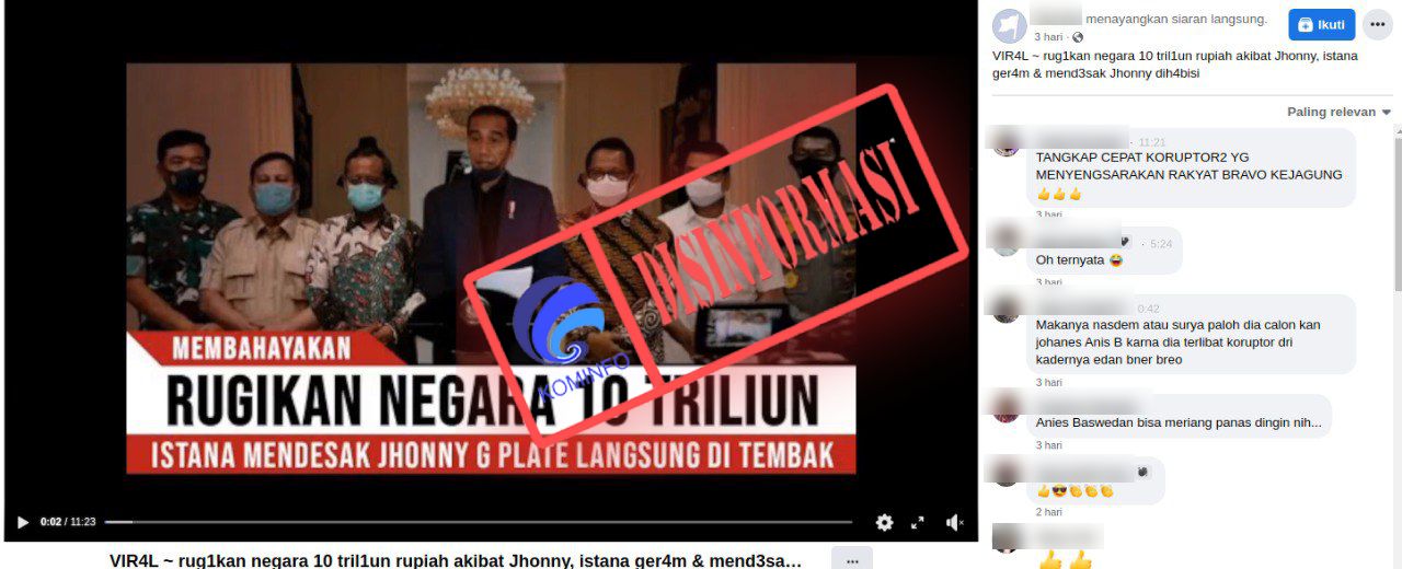 Desakan Istana agar Menkominfo Johnny G. Plate Dieksekusi