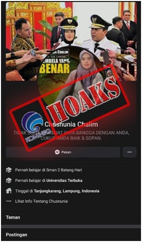 Akun Facebook Mengatasnamakan Wakil Gubernur Lampung