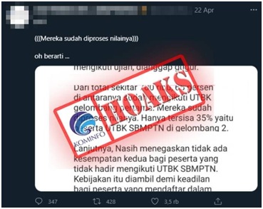 Nilai UTBK SBMPTN Gelombang I Telah Diproses