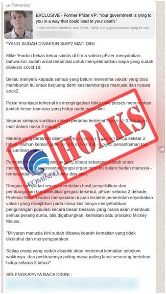 Orang yang Sudah Divaksin Covid-19 Akan Mati Dalam 2 Tahun