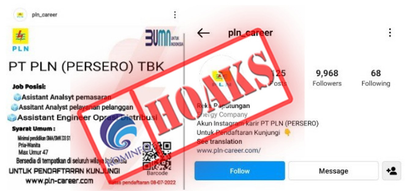 Informasi Lowongan Kerja melalui Akun Instagram @pln_career