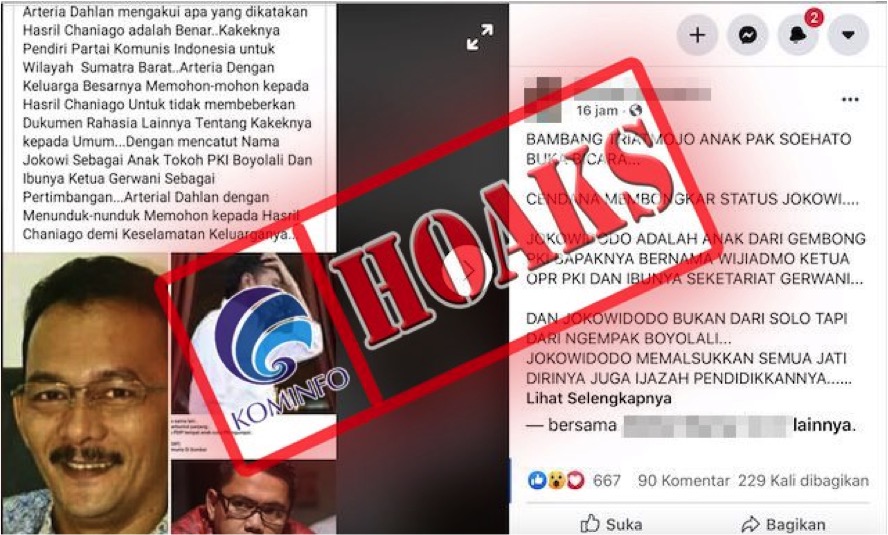 Bambang Trihatmodjo Buktikan Jokowi Berasal dari Keluarga PKI