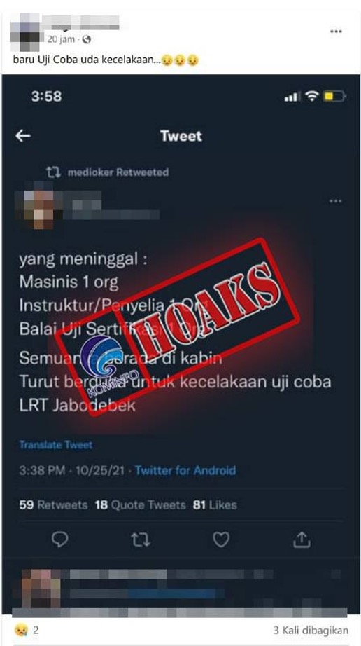 Ada Korban Meninggal di Kecelakaan Uji Coba LRT Jabodebek