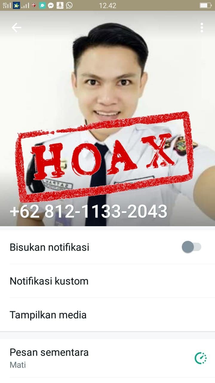 Tersebar Tangkapan Layar Akun WhatsApp Mengatasnamakan Bapak I Gusti Ngurah Andri