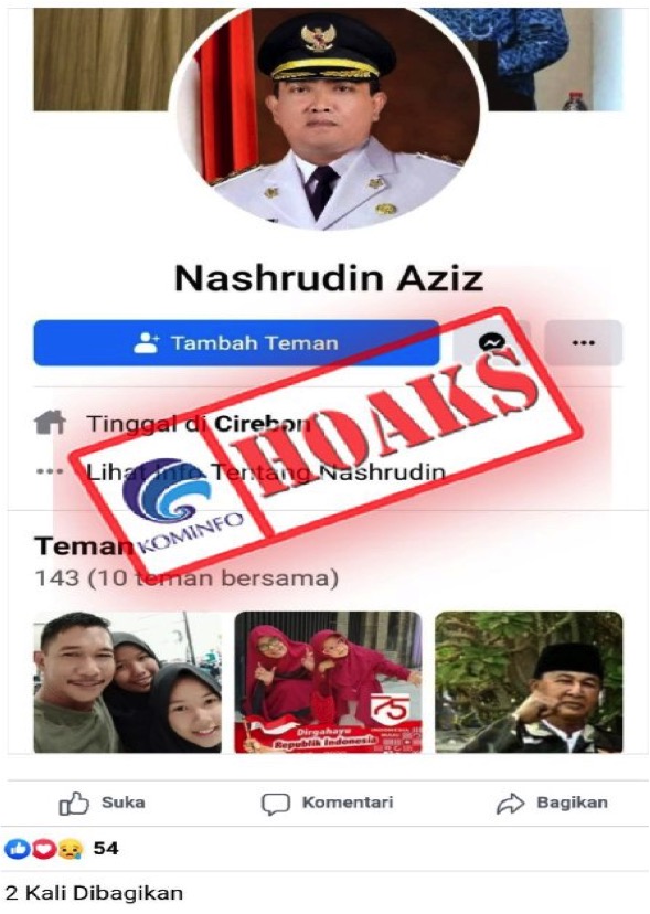 Akun Facebook Mengatasnamakan Walikota Cirebon, Nashrudin Azis