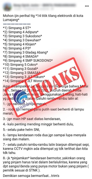 14 Titik Tilang Elektronik di Lumajang