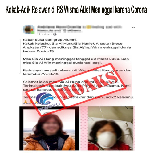 Kakak-Adik Relawan di RS Wisma Atlet Meninggal karena Corona