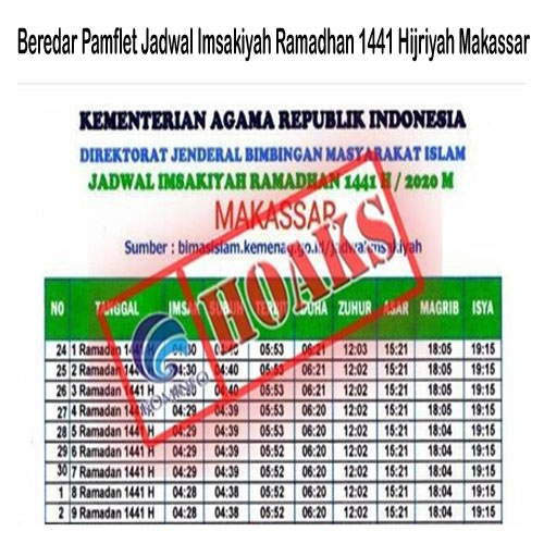 Beredar Pamflet Jadwal Imsakiyah Ramadhan 1441 Hijriyah Makassar