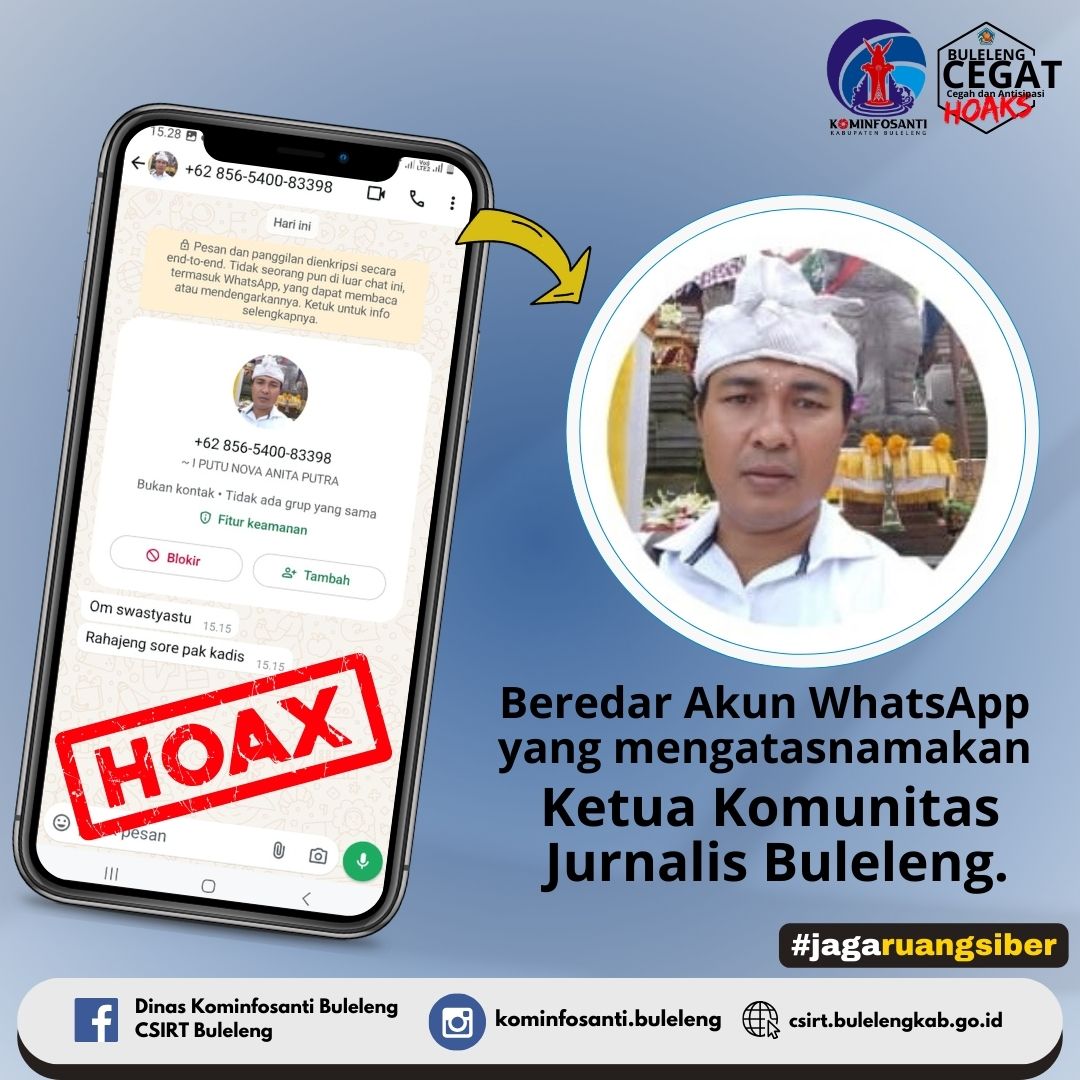 Beredar Akun WhatsApp yang mengatasnamakan Ketua Komunitas Jurnalis Buleleng.