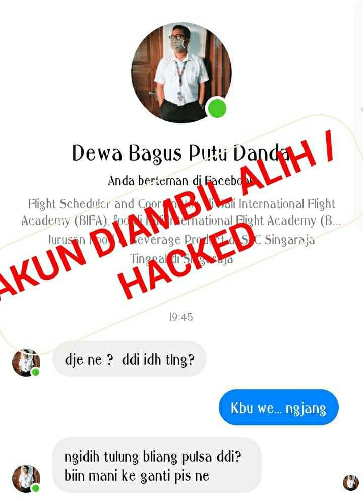 Akun Facebook Milik Dewa Putu Bagus Danda di Retas dan Meminjam Sejumlah Pulsa