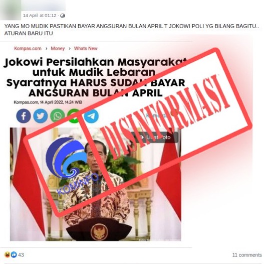 Jokowi: Syarat Mudik Lebaran Harus Sudah Bayar Angsuran April