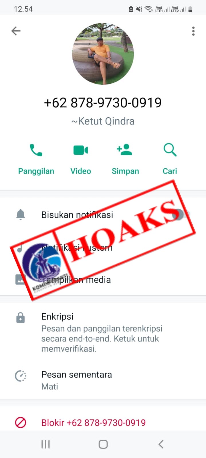 TERSEBAR TANGKAPAN LAYAR AKUN WHATSAPP YANG MENGGUNAKAN FOTO PROFIL DAN MENGATASNAMAKAN BAPAK KETUT KINDRA, PENSIUNAN KEJAKSAAN NEGERI SINGARAJA.