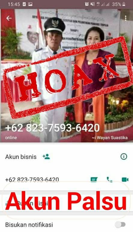 Tersebar tangkapan layar akun whatsapp yang mengatasnamakan Perbekel Titab, Kec. Busungbiu