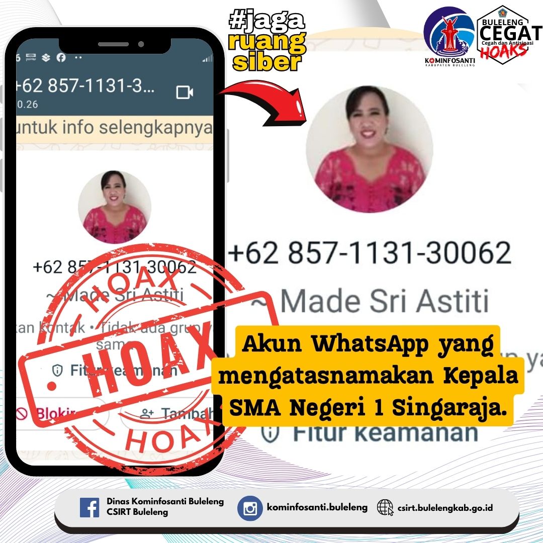 Akun WhatsApp yang mengatasnamakan Kepala SMA Negeri 1 Singaraja.