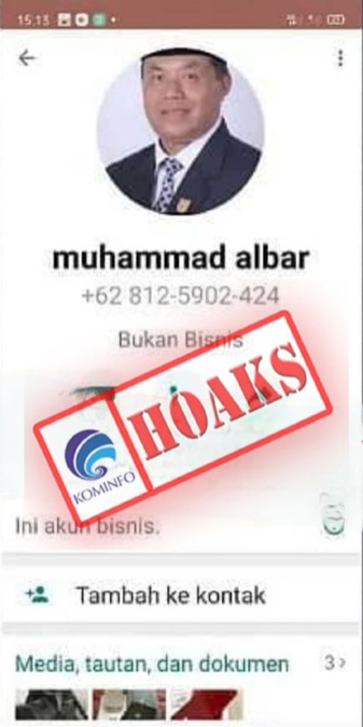 Akun WhatsApp Palsu Mengatasnamakan Wakil Bupati Wonosobo Drs. H. Muhammad Albar, M.M.