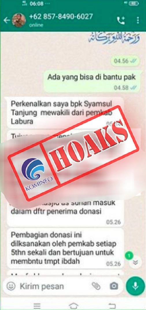 Akun WhatsApp Mengatasnamakan Wakil Bupati Labuhanbatu Utara H. Samsul Tanjung, S.T., M.H.