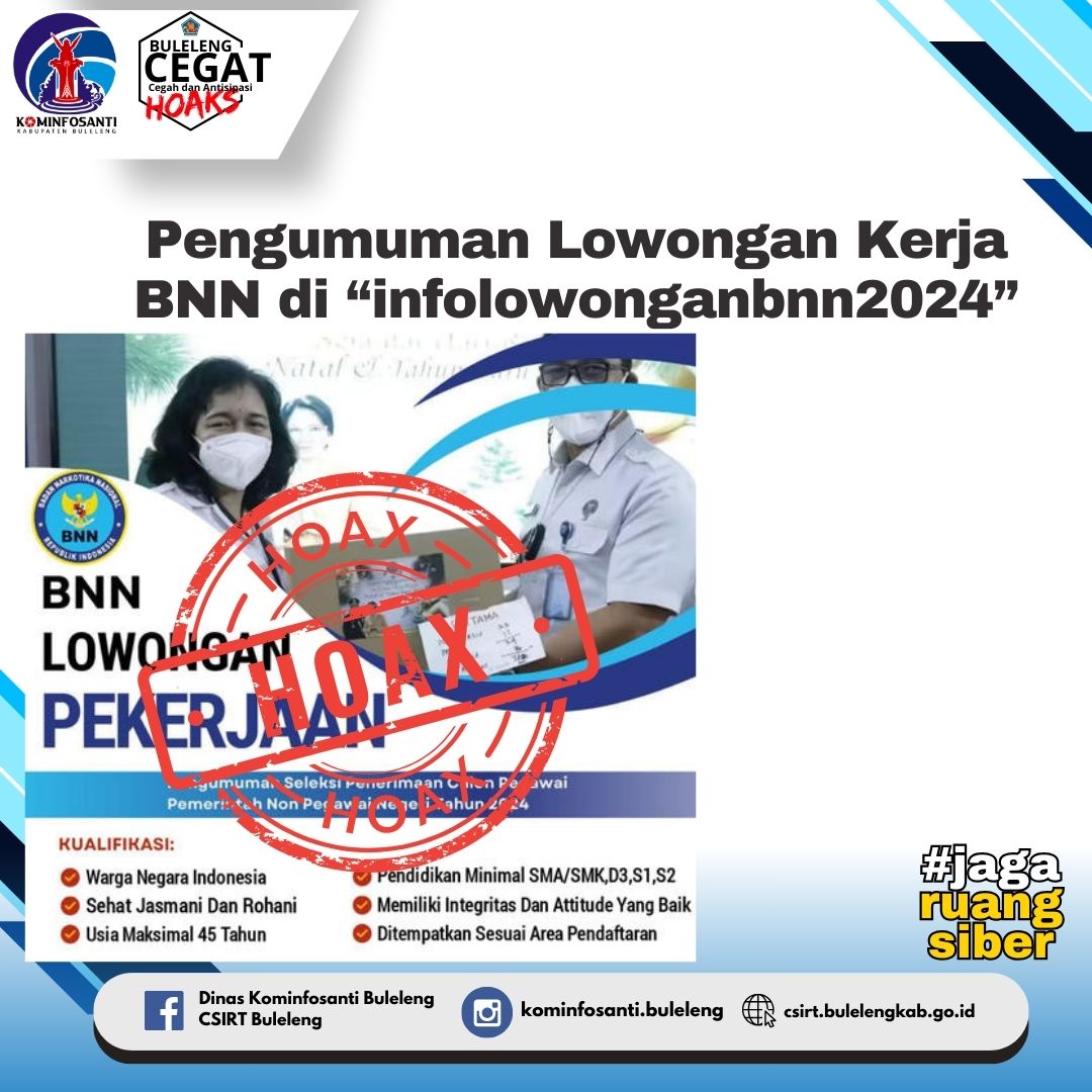 Pengumuman Lowongan Kerja BNN di “infolowonganbnn2024”