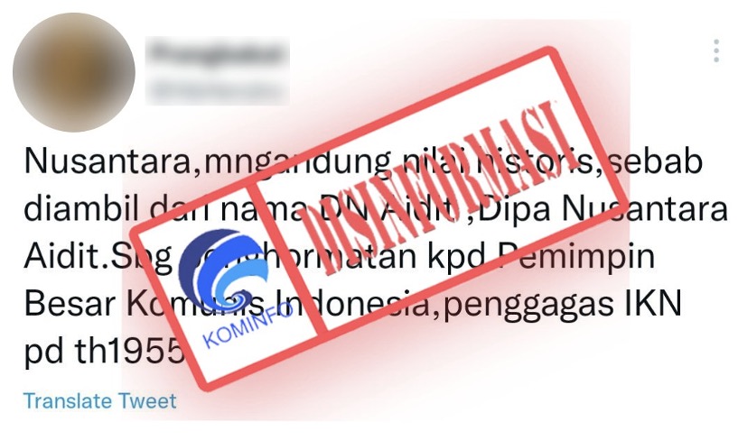 Nama Ibu Kota Nusantara Diambil dari Nama DN Aidit