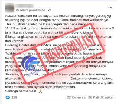 Informasi Cara Cek Minyak Goreng Bekas