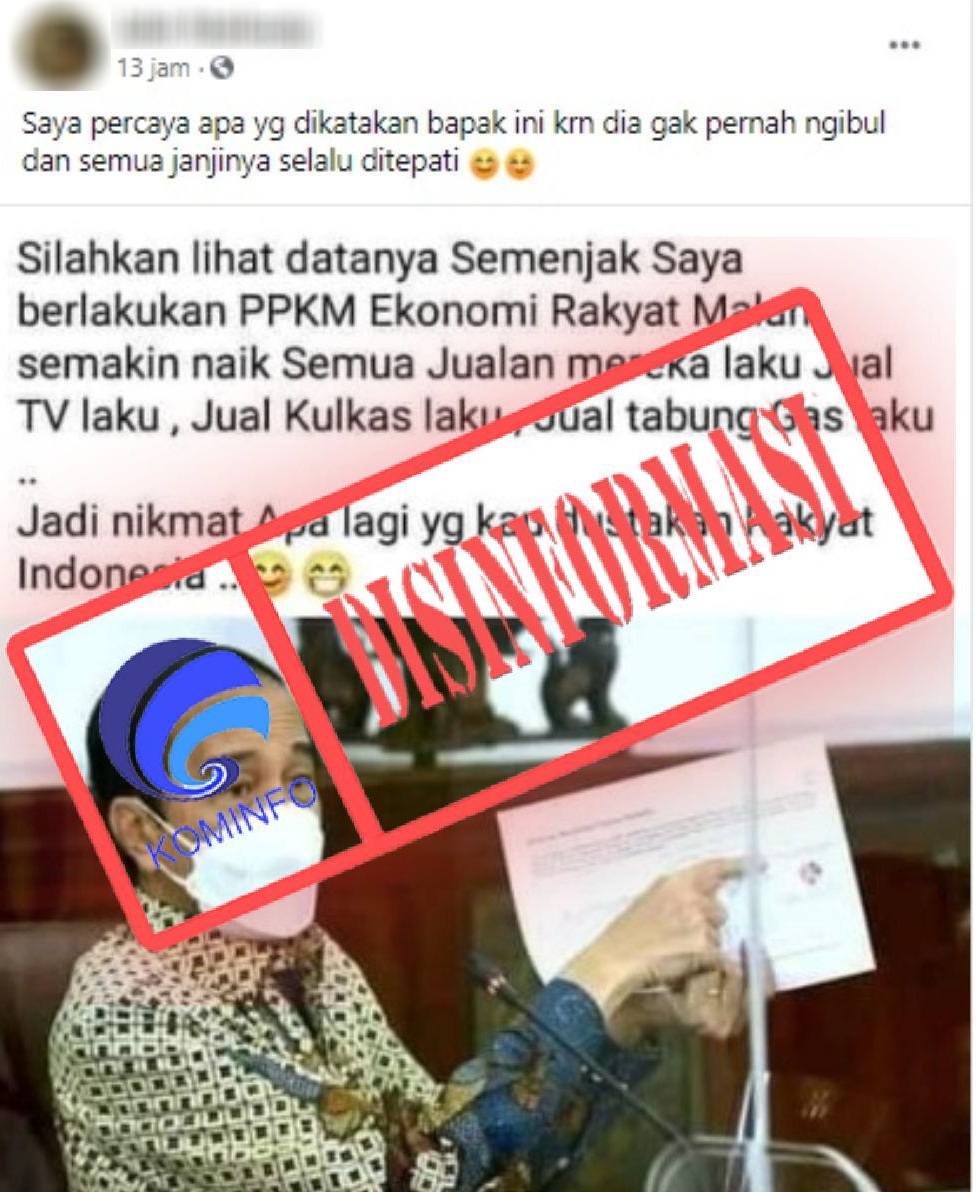 Jokowi Sebut PPKM Buat Ekonomi Masyarakat Naik