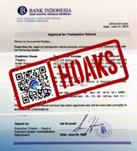 Surat Pengembalian Dana ke Sejumlah Rekening Mengatasnamakan Bank Indonesia