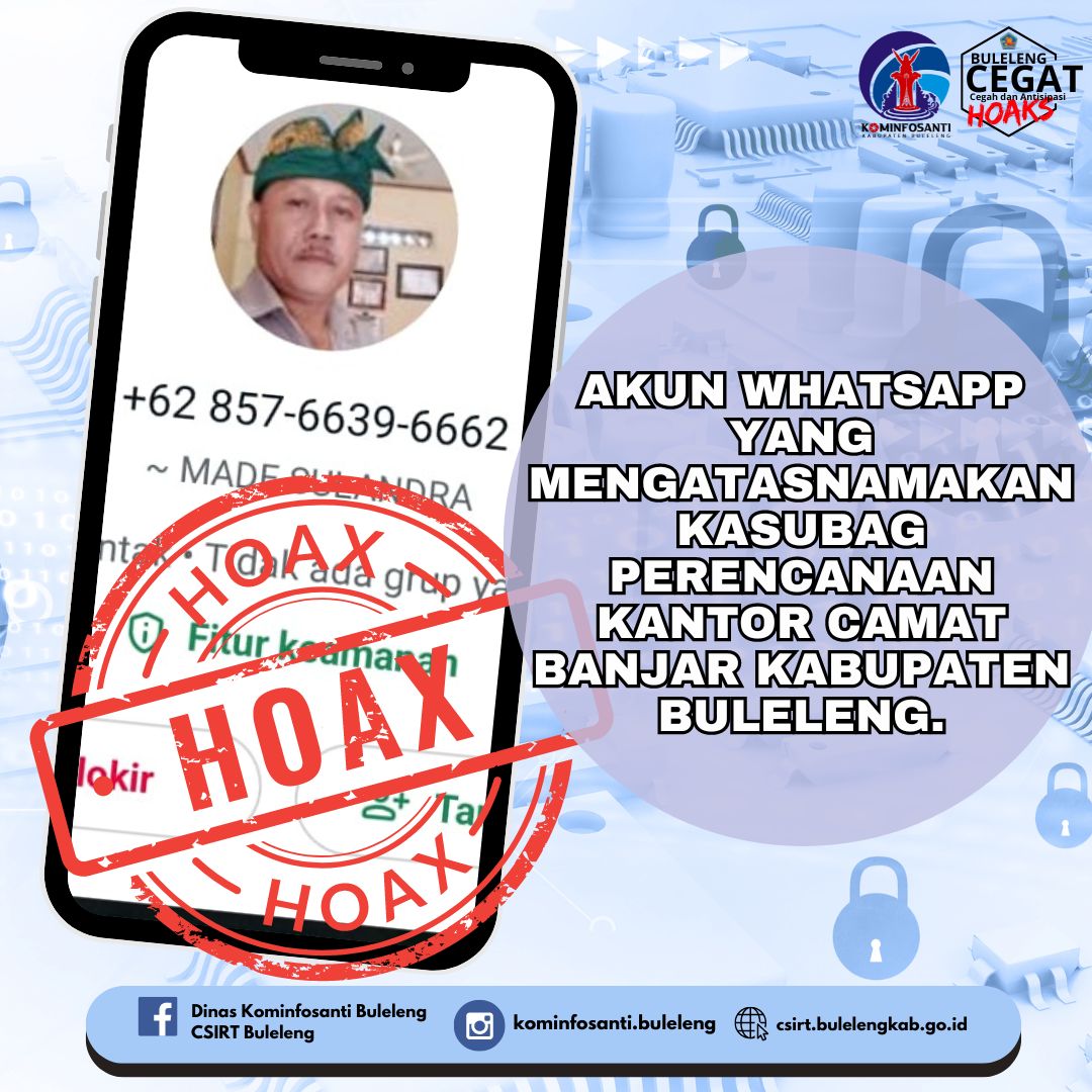 Akun Whatsapp yang mengatasnamakan kasubag perencanaan Kantor Camat Banjar Kabupaten Buleleng.